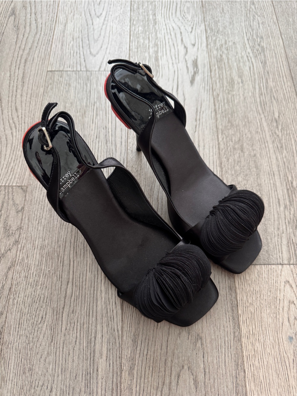 Jeffrey Campbell Floretta Blank Slingback Heels Pleated Ruffle Sculptural Pumps - Picture 2 of 5
